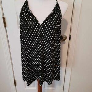 Michael Kors Black & White Polka-dotted Halter Top - XL